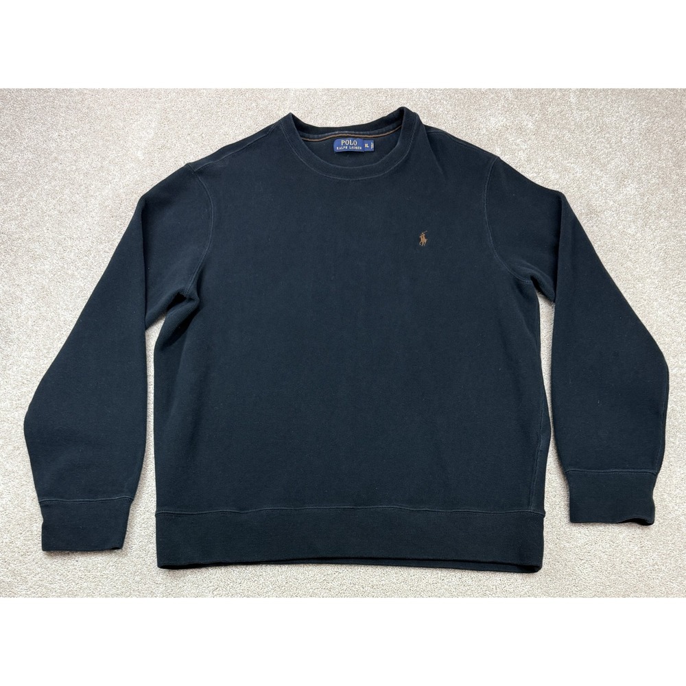 Polo Ralph Lauren Sweatshirt Men's XL Black Fleece Crewneck Pony Sweater Pony